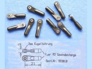 Kugelgelenk für M3 Gewindestangen - 2mm Kugelbohrung