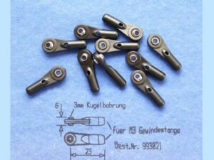 Kugelgelenk für M3 Gewindestangen - 3mm Kugelbohrung
