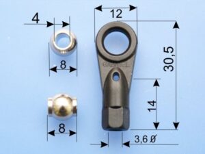 Kugelgelenk mit 8mm Kugel - für M4 Gewindestangen - 2er Set