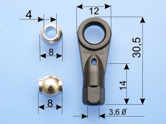 Kugelgelenk mit 8mm Kugel - für M4 Gewindestangen - 2er Set