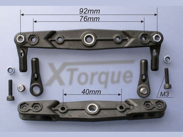 Gabriel XTorque CFK Doppelgabelservohebel 76/92mm - 25T Futaba / KST