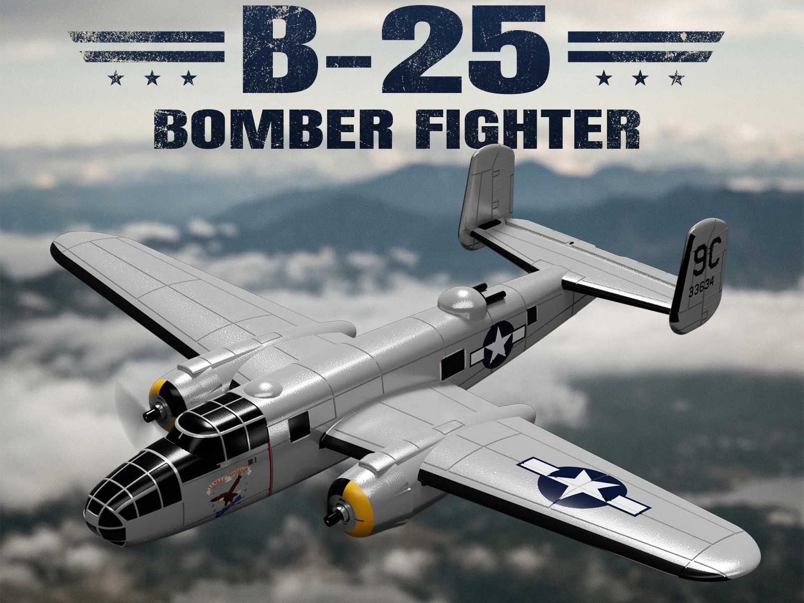 B-25 Mitchell Bomber, Spw 400mm, RTF Komplett Set mit Gyro von Volantex – Bild 2