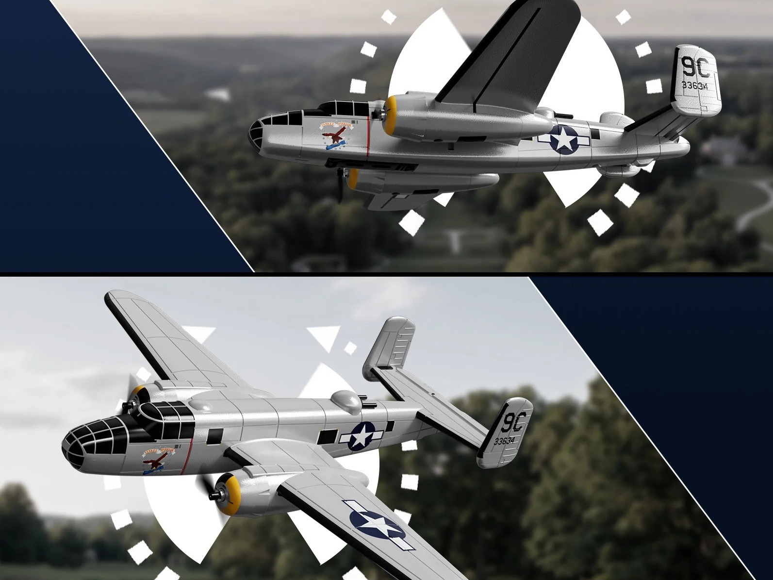 B-25 Mitchell Bomber, Spw 400mm, RTF Komplett Set mit Gyro von Volantex – Bild 3