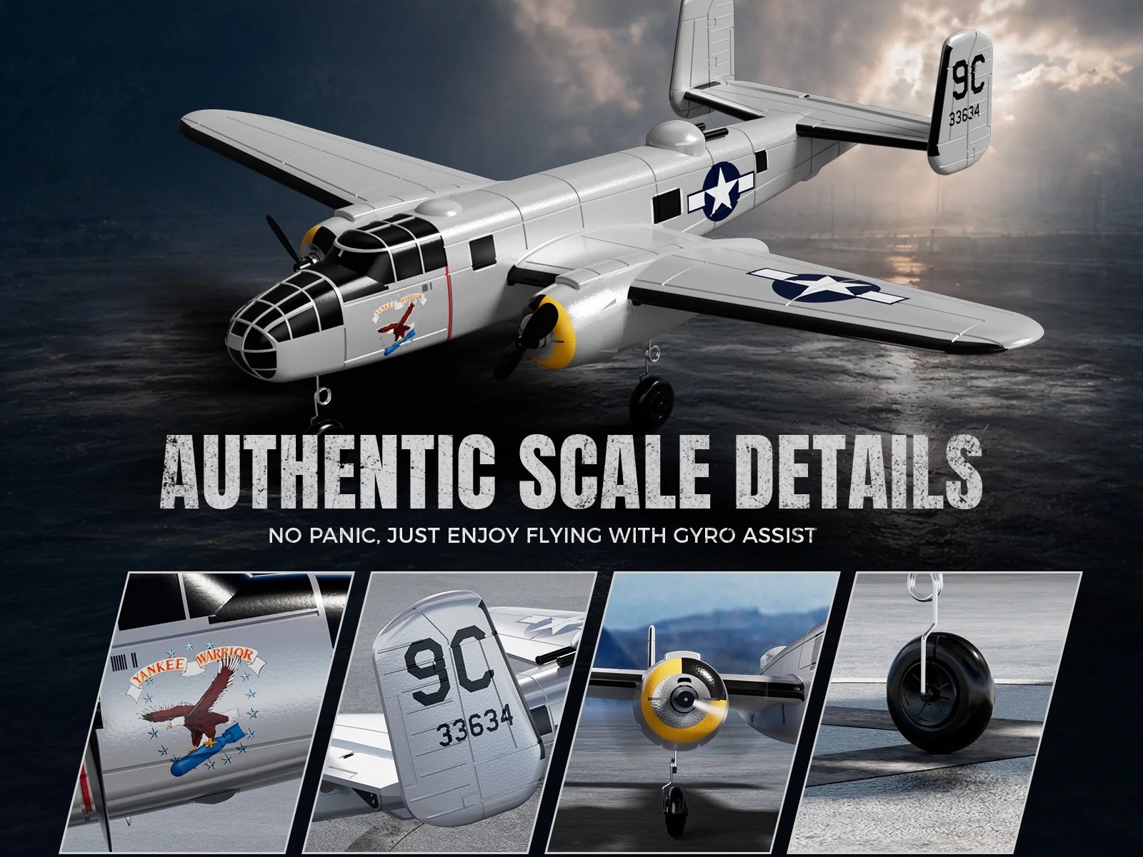 B-25 Mitchell Bomber, Spw 400mm, RTF Komplett Set mit Gyro von Volantex – Bild 4
