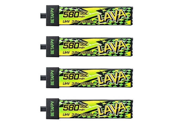 BetaFPV LAVA II LiPo Akku 1S 3.85V, 580mAh - 95C - BT2.0 - 4er-Set
