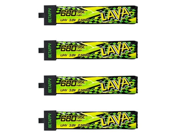 BetaFPV LAVA II LiPo Akku 1S 3.85V, 680mAh - 95C - BT2.0 - 4er-Set