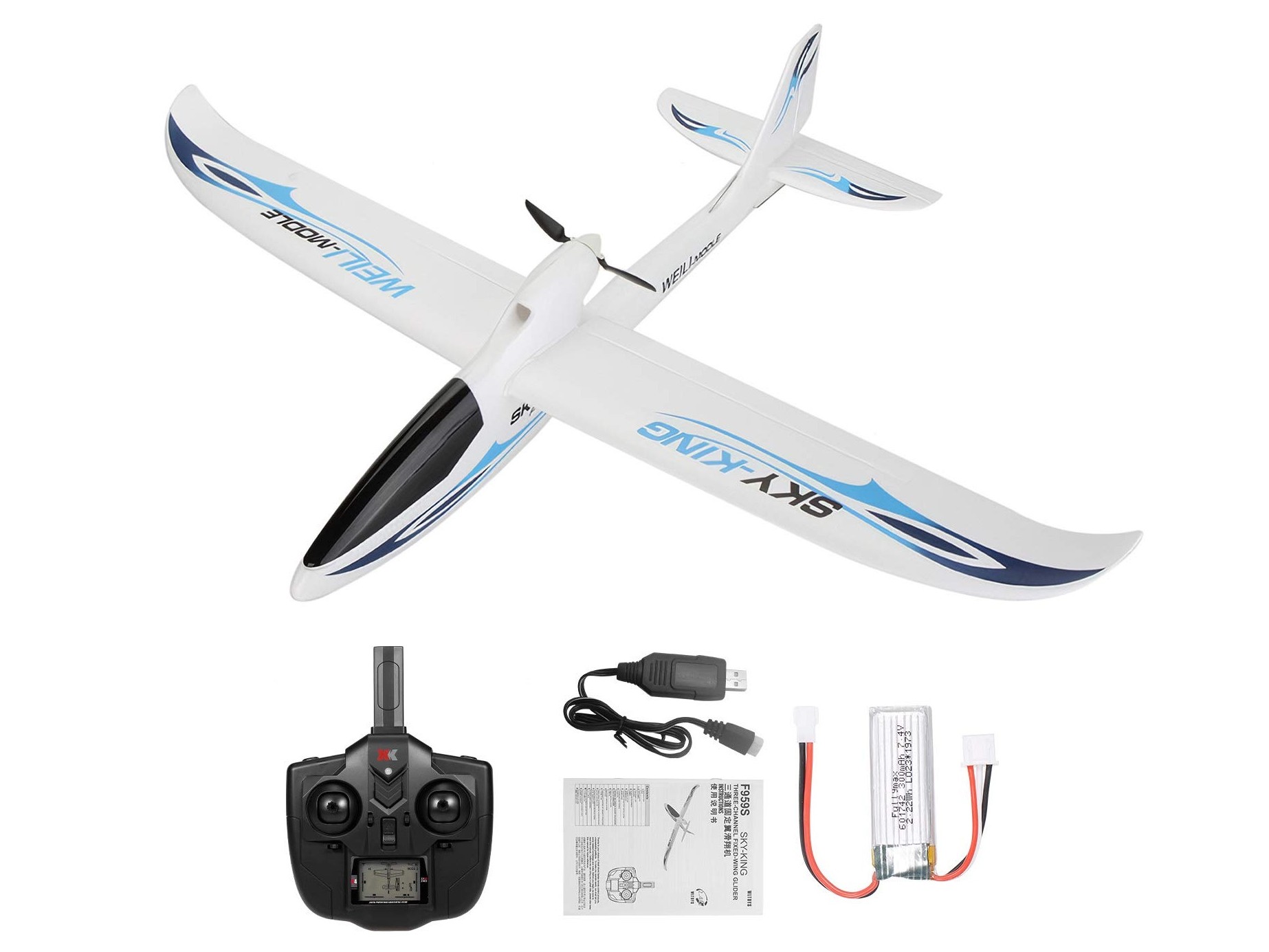 WLToys Segelflugzeug Sky King F959S, Spw 750mm, RTF-Set mit Gyro – Bild 4