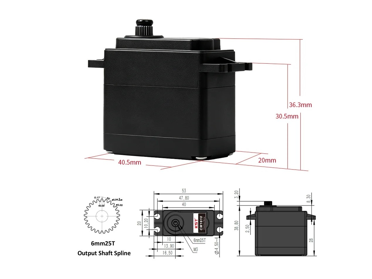 KST Servo CM1610 HV - 40x20x38.8mm - 18 kg Stellkraft – Bild 5