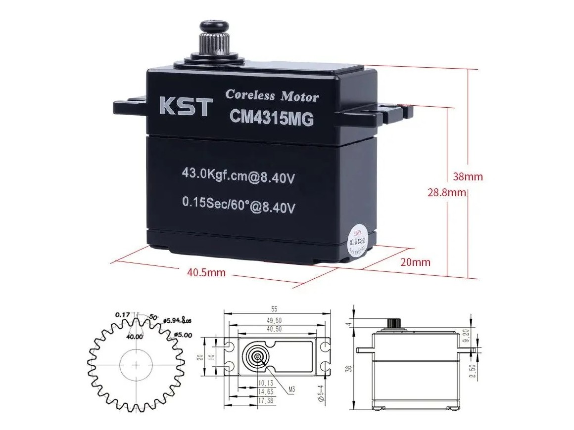 KST Servo CM4315MG HV - 43 kg Stellkraft - IP65 – Bild 6