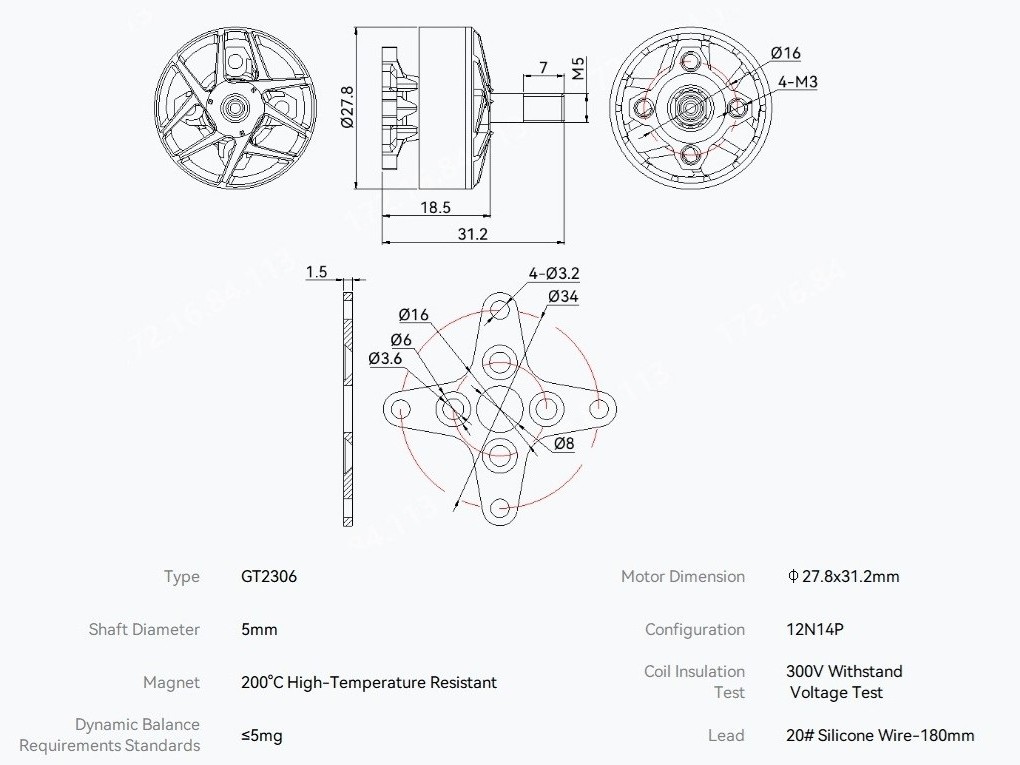 T-Motor Brushless Outrunner Motor GT2306 2200KV – Bild 5
