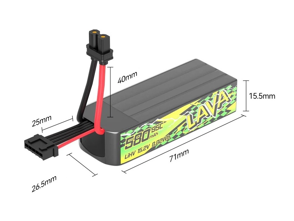 BetaFPV LAVA II LiPo Akku 4S 15.2V, 580mAh - 95C - XT30 - 2er-Set – Bild 2