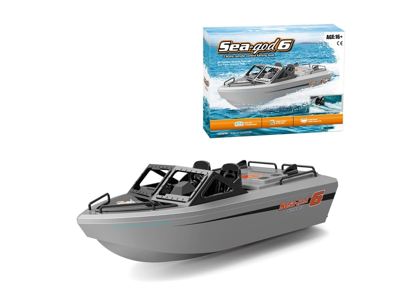 RC Jetboot Sea-god 6 - grau - 1:12 - Brushless RTR-Set
