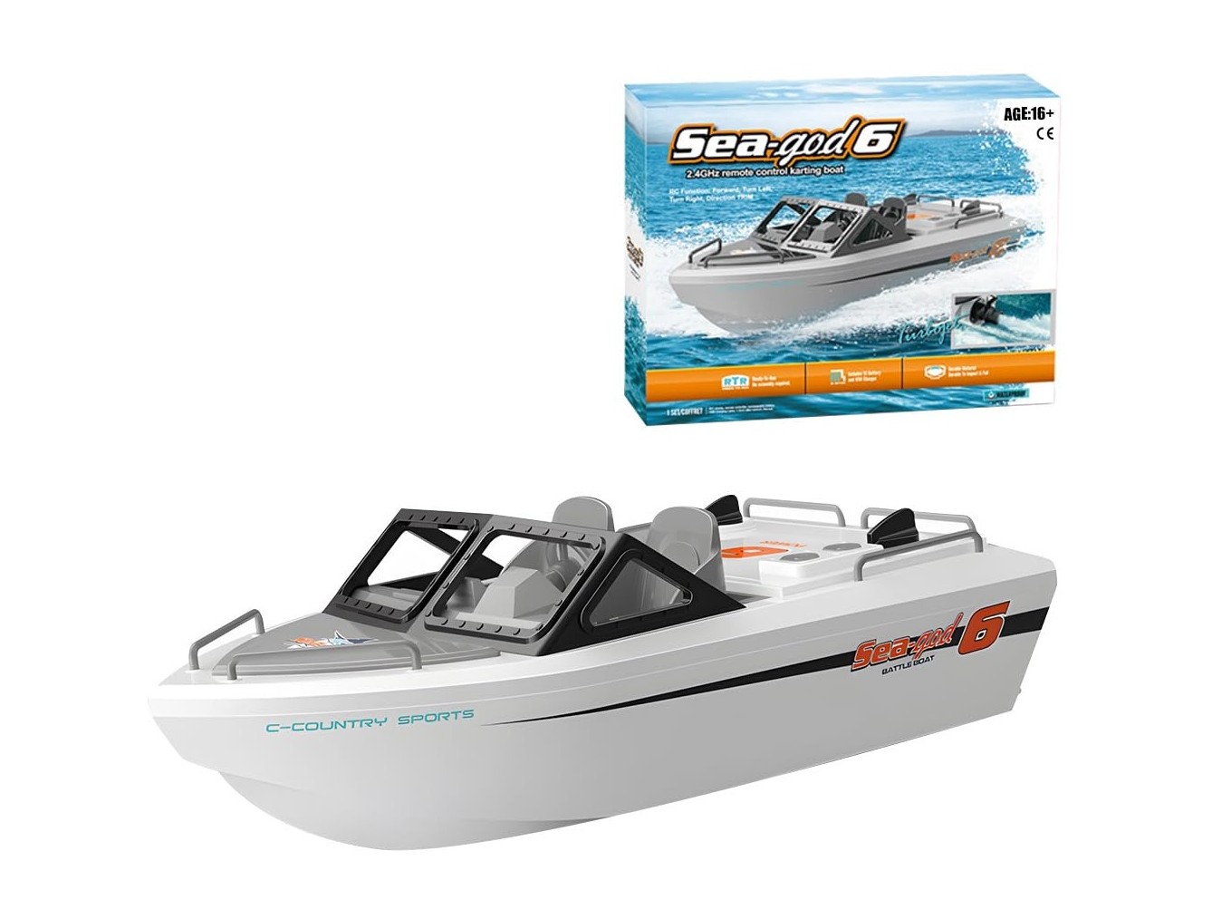 RC Jetboot Sea-god 6 - weiss - 1:12 - Brushless RTR-Set